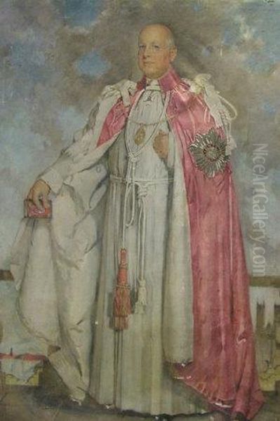 Portrait Of Dr W Foxley Norris, 
The Archbishop Of Westminster, Knight Of The Most Honorable Order Of The
 Bath, Standing Full-length In Ceremonial Robes Oil Painting by Glyn Warren Philpot