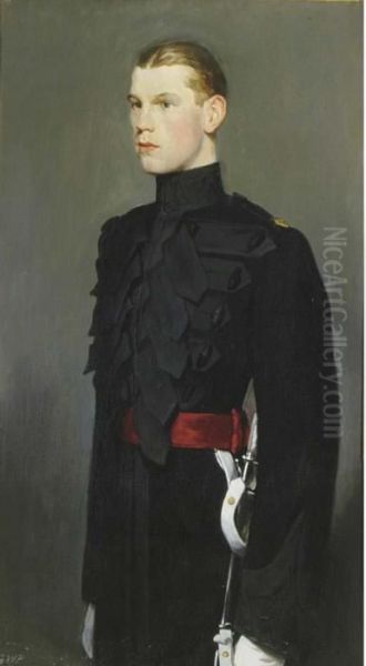 Portrait Of Lieutenant Aymes, Three-quarter-length, In Militaryuniform Oil Painting by Glyn Warren Philpot