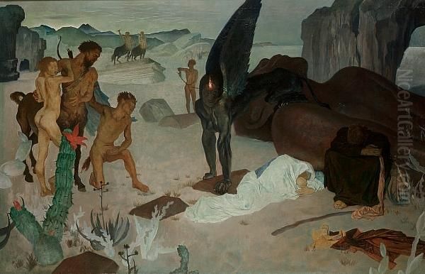 Repose On The Flight Into Egypt Oil Painting by Glyn Warren Philpot