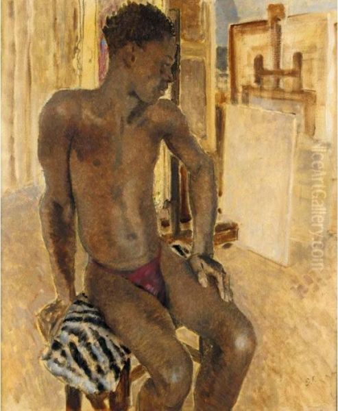 Negro Model In Studio Oil Painting by Glyn Warren Philpot