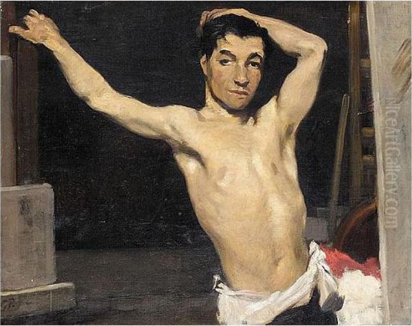 Male Model Wearing Sash Oil Painting by Glyn Warren Philpot