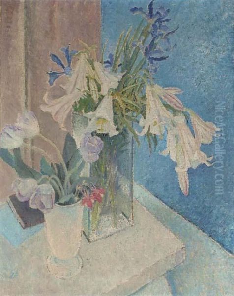 Lilies And Irises Oil Painting by Glyn Warren Philpot