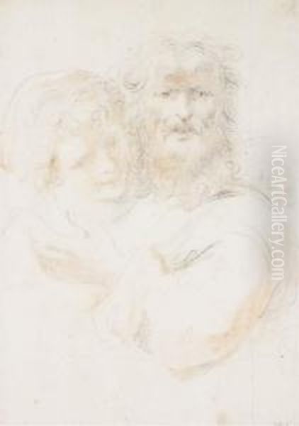 Un Vieillard Barbu Avec Une Jeune Femme Oil Painting by Guiseppe Piattoli