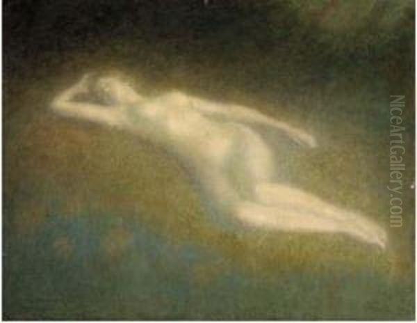 A Reclining Female Nude Oil Painting by Louis Picard