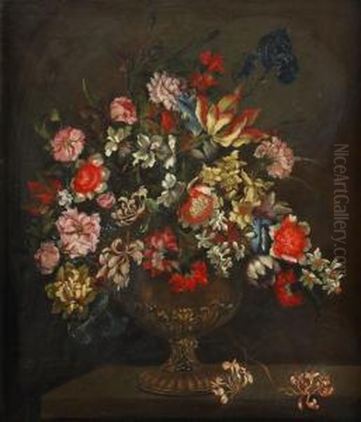 Blomsterstilleben Oil Painting by Bernard Picart