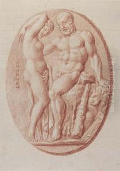 Three Roman Cameos: Hercules And A Nymph; Ceres; And Theseus Withthe Slain Minotaur Oil Painting by Bernard Picart