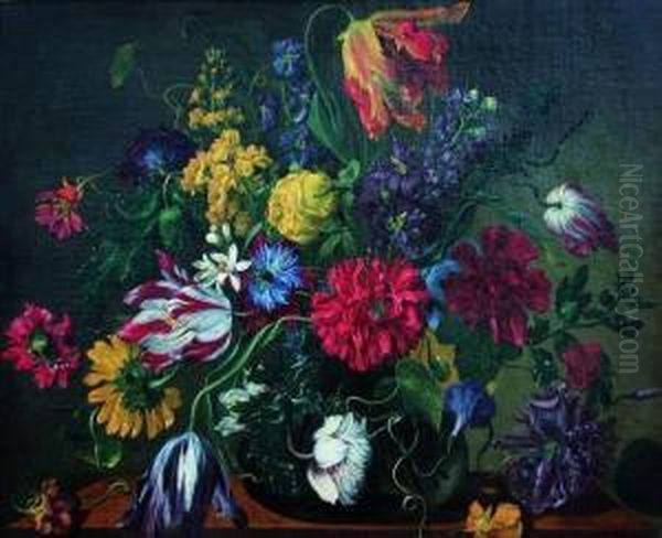 Bouquet De Fleurs Dans Un Vase Oil Painting by Jean Picart