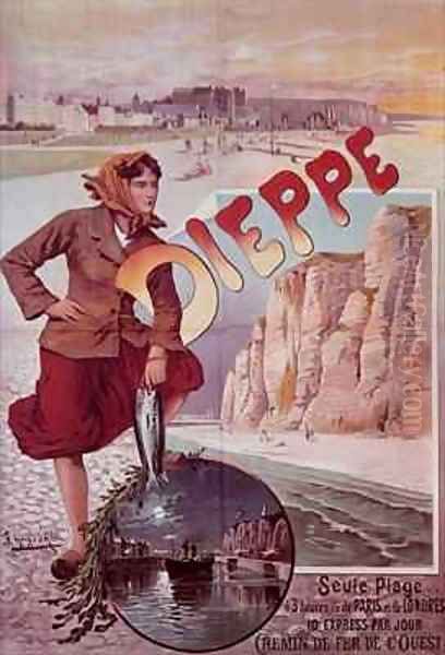 French Railways poster advertising the attractions of Dieppe Oil Painting by Hugo d'Ales