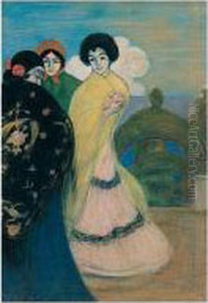 Tres Amigas (three Friends) Oil Painting by Ramon Pichot Gironès