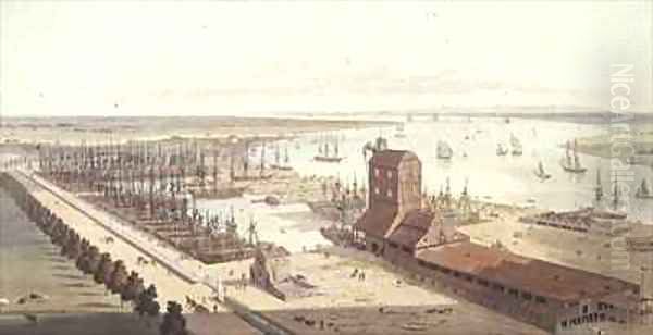 Brunswick Dock Blackwall Oil Painting by Thomas & William Daniell