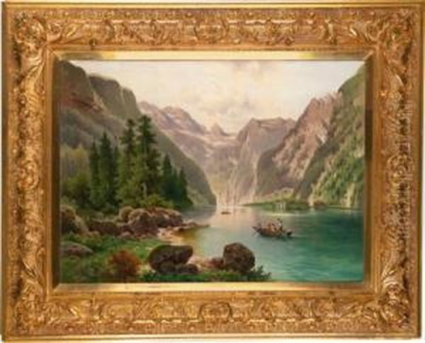 Blick Auf Denkonigssee Mit St. Bartoloma Oil Painting by Anton Pick