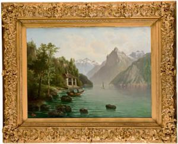 Blick Auf Den Vierwaldstattersee Mit Tell Kapelle Oil Painting by Anton Pick