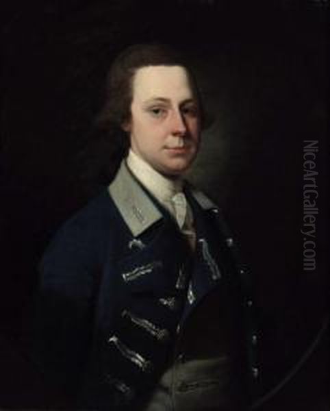 Portrait Of Mr. Norreys Of Speke, Half-length, In Naval Uniform,feigned Oval Oil Painting by Henry Pickering