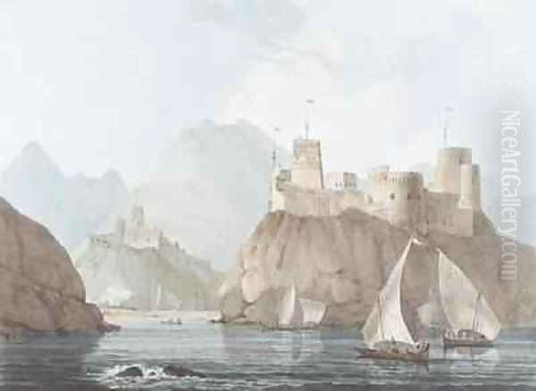 East View of the Forts Jellali and Merani Muskah Arabia Oil Painting by Thomas & William Daniell