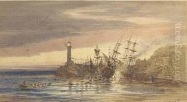 Old Ramsgate Harbour Oil Painting by Rederick Richard Pickersgill