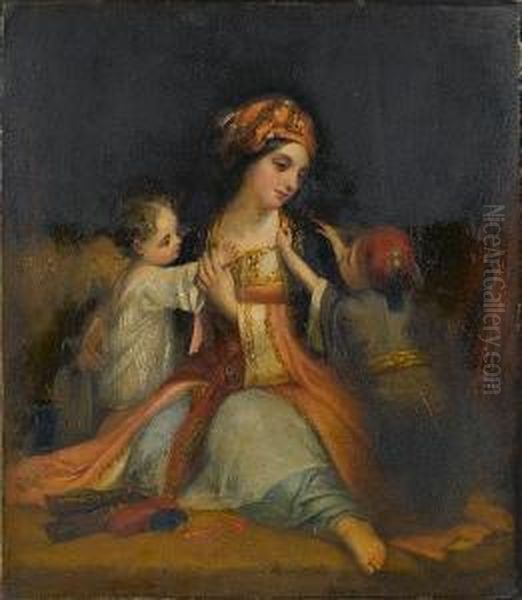 Mother And Children Oil Painting by Henry William Pickersgill