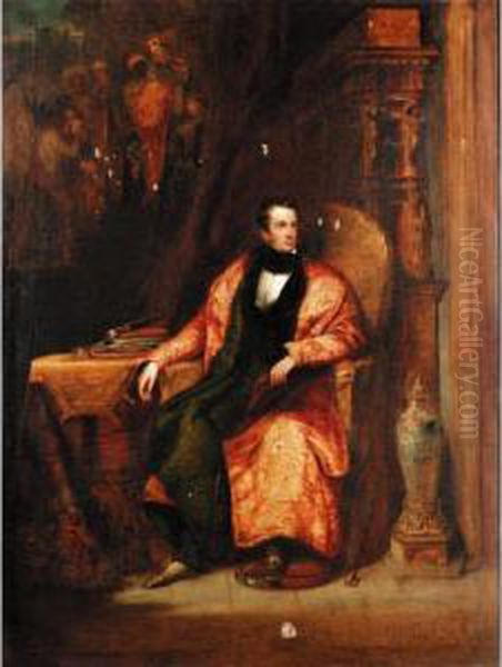 Portrait Of A Gentleman In His Sitting Room Oil Painting by Henry William Pickersgill