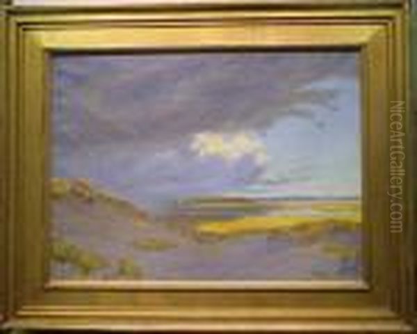 Passing Storm Over A Salt Marsh - Etaples Oil Painting by George W. Picknell