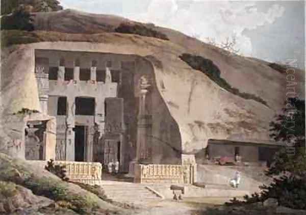 Excavated Temple on Island of Salsette Oil Painting by Thomas & William Daniell