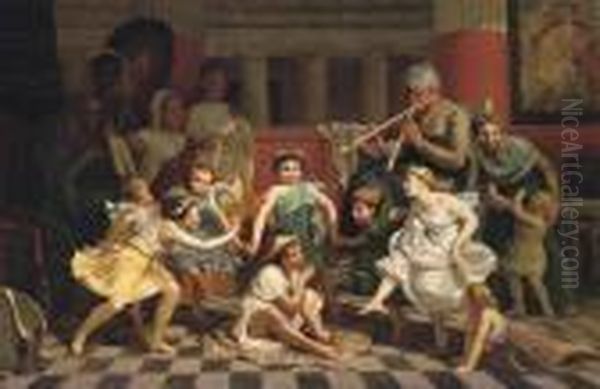 A Pompeiian Party Oil Painting by Henri Pierre Picou