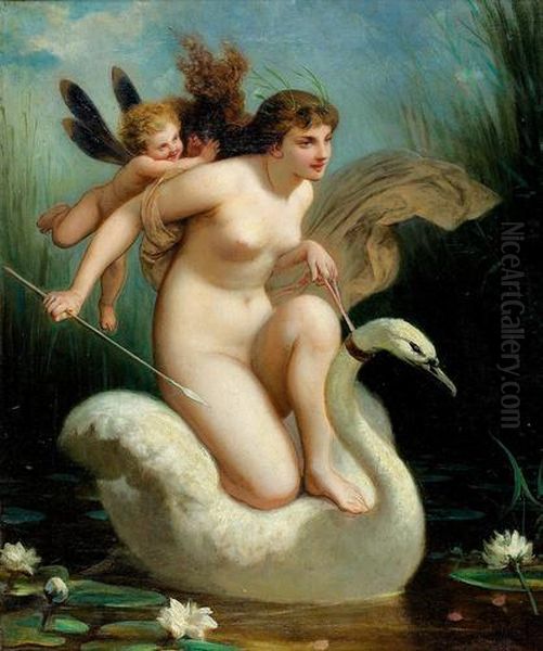 Leda Mit Dem Schwan. Oil Painting by Henri Pierre Picou