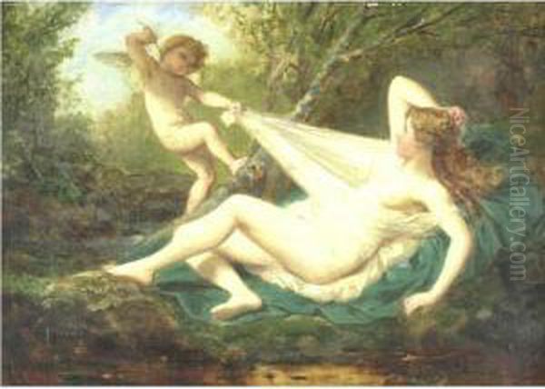 Venus And Cupid Oil Painting by Henri Pierre Picou