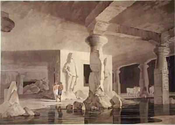 Part of the Temple of the Elephanta Oil Painting by Thomas & William Daniell