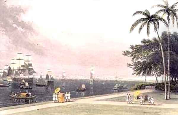 View of Calcutta from the Garden Reach Oil Painting by Thomas & William Daniell