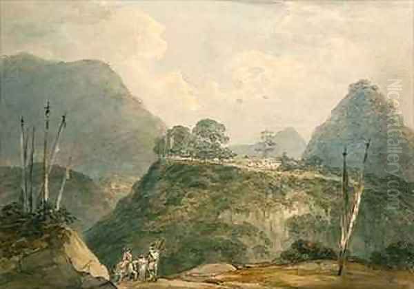 Mountainous landscape with river 2 Oil Painting by Thomas & William Daniell