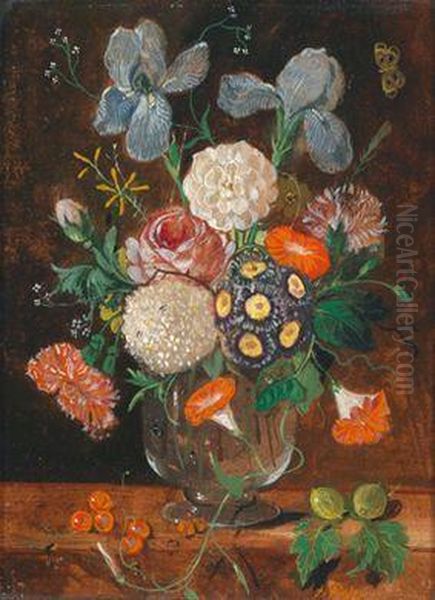 Blumenstraus In Einer Glasvase Oil Painting by Frans Xaver Pieler