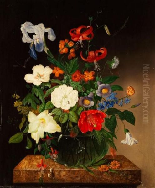 Blumenstilleben Oil Painting by Frans Xaver Pieler