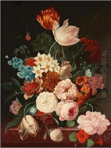 Still Life Of Flowers by Frans Xaver Pieler