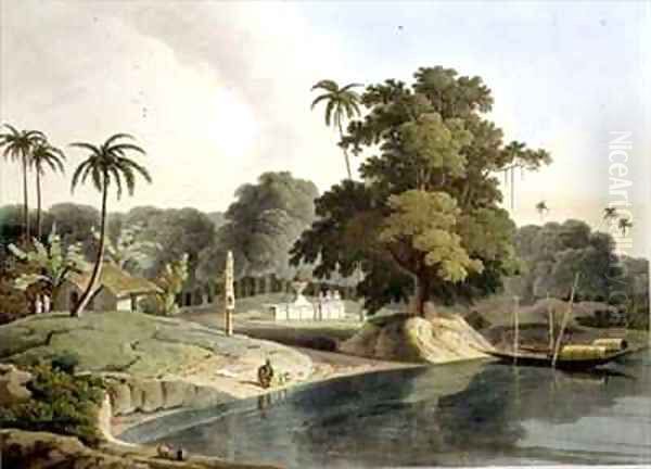 Near Bandell on the River Hoogly Oil Painting by Thomas & William Daniell