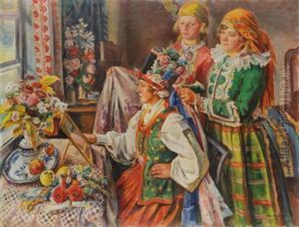 Panna Mloda Oil Painting by Ignacy Pienkowski