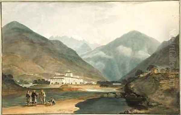 The Former Winter Capital of Bhutan at Punakha Dzong Oil Painting by Thomas & William Daniell