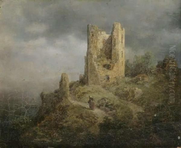 A Landscape With A Ruin Oil Painting by August Bedrich Piepenhagen