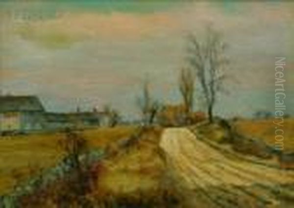 Road To The Barn, Autumn Oil Painting by Charles Franklin Pierce