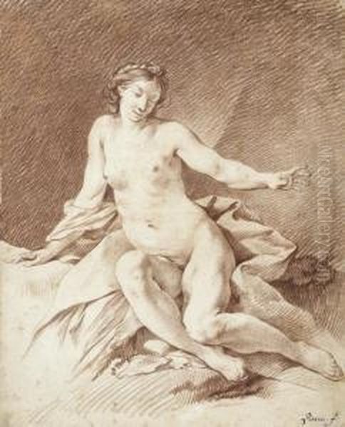 Femme Nue Sur Un Drape Oil Painting by Jean-Baptiste-Marie Pierre