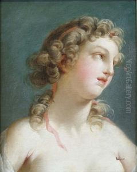 A Portrait, Head And Shoulders, Of A Lady Oil Painting by Jean-Baptiste-Marie Pierre