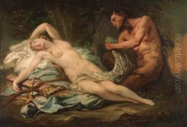 Jupiter And Antiope Oil Painting by Jean-Baptiste-Marie Pierre