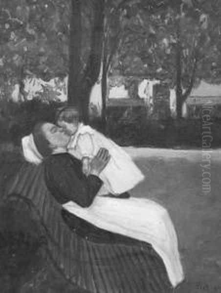 La Nurse Sur Un Banc Oil Painting by Fernand Piet