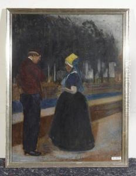 Paar Auf Der Strasse. Oil Painting by Fernand Piet