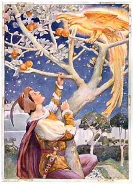 The Glowing Bird was Plucking the Golden Apples Oil Painting by Arthur A. Dixon