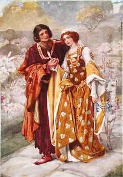 Lord Ronald and Lady Clare Oil Painting by Arthur A. Dixon