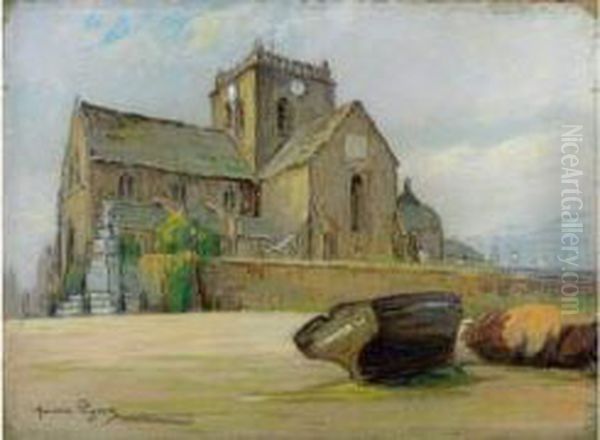 Maree Basse Devant L'eglise De Barfleur Oil Painting by Maurice Pigeon