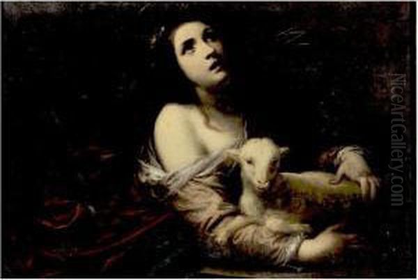 Saint Agnes Oil Painting by Simone Pignone