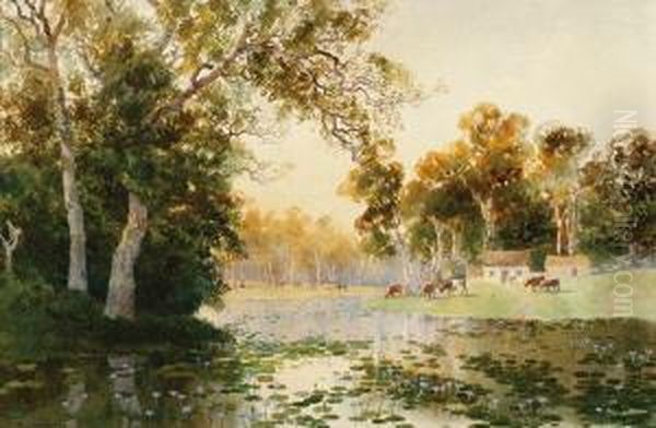 Homestead By A Lake Oil Painting by William Charles Piguenit