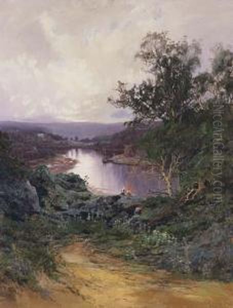 Lane Cove From 'italia' Hunters Hill, New South Wales Oil Painting by William Charles Piguenit