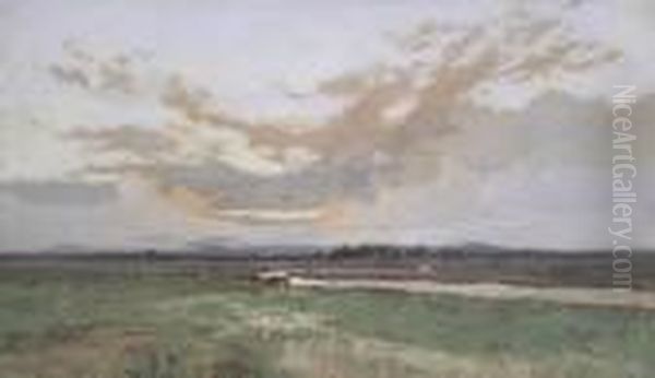 On The 'break-o'-day' Plains, Tasmania (sunset After A Storm) Oil Painting by William Charles Piguenit