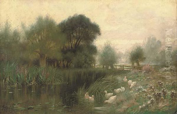 Ducks On A River Oil Painting by Sidney Pike